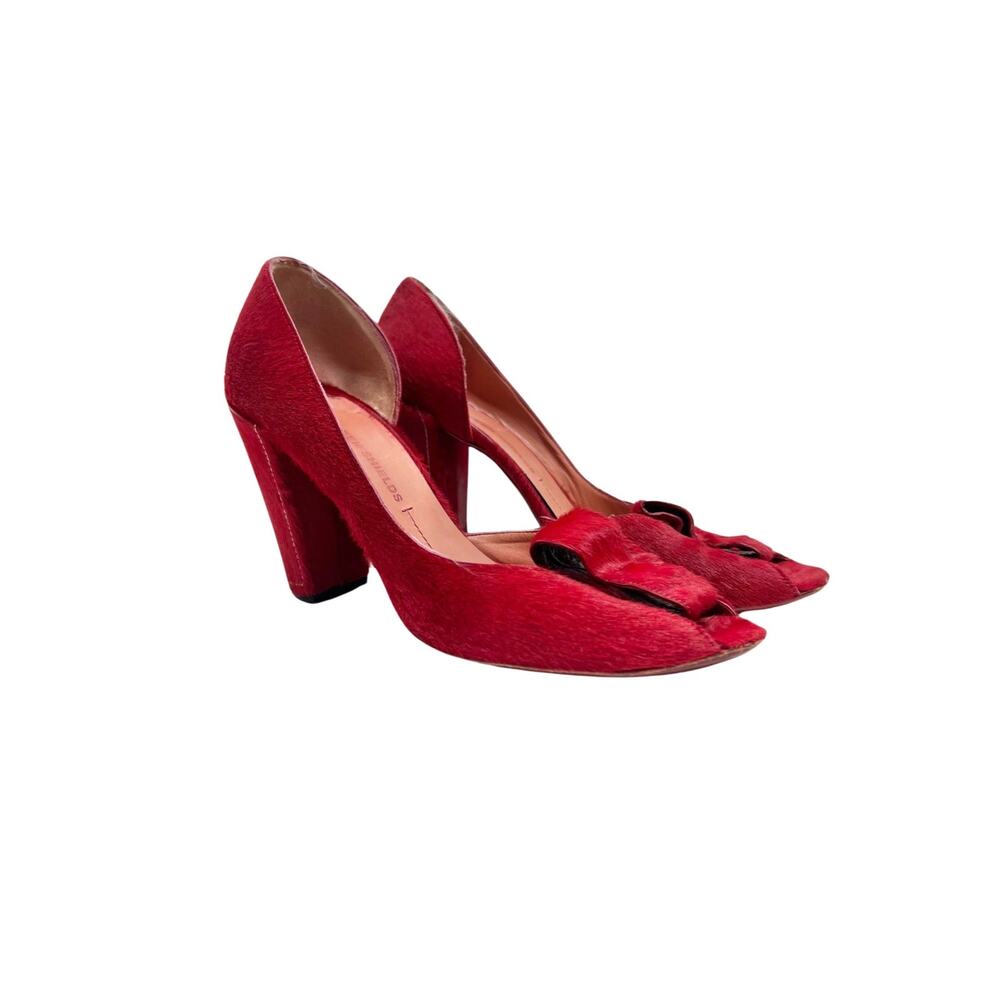 Eileen Shields Red Pony Hair D'orsay Pumps, Size 38.5